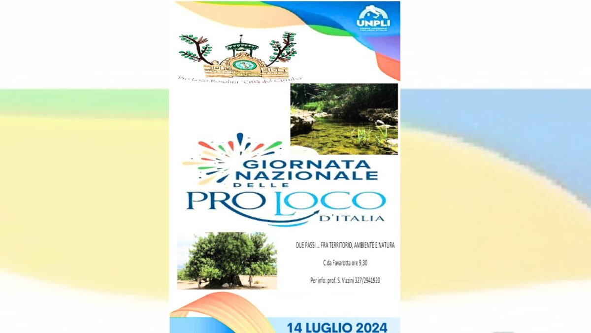 Il 14 luglio la Pro Loco Rosolini celebra la “Giornata Nazionale delle Pro Loco d’Italia”